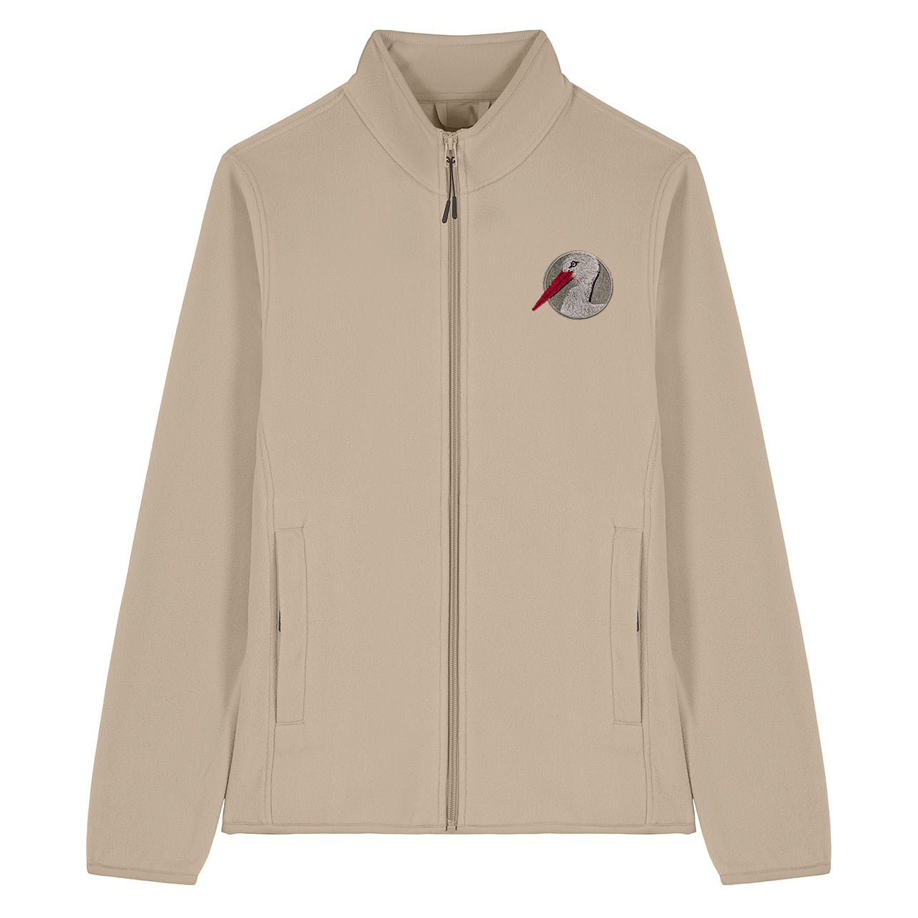 White Stork Portrait Embroidered Women's Fleece Jacket