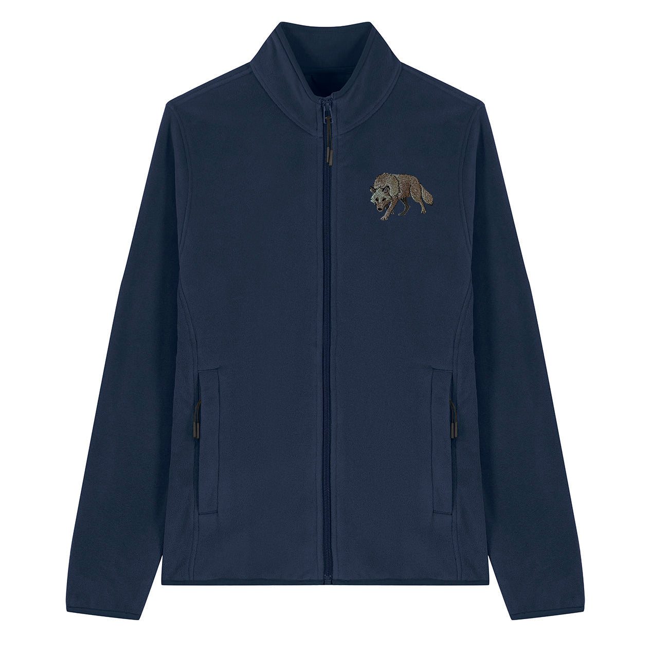 Grey Wolf Embroidered Women's Fleece Jacket