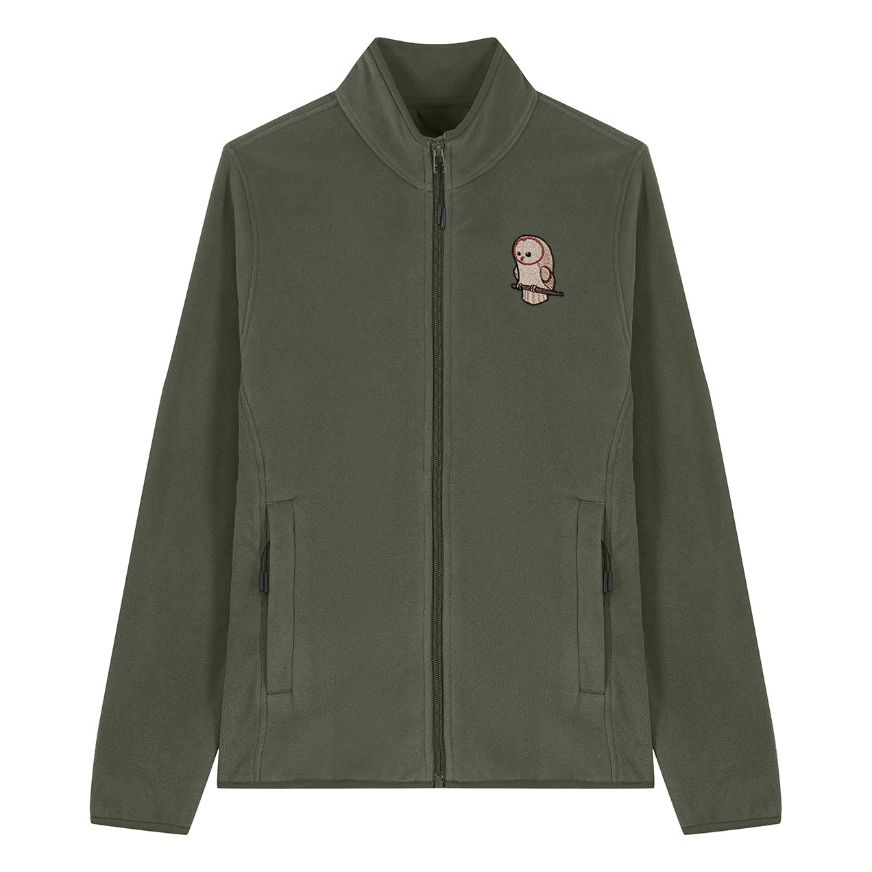 Barn Owl Cute Embroidered Women's Fleece Jacket