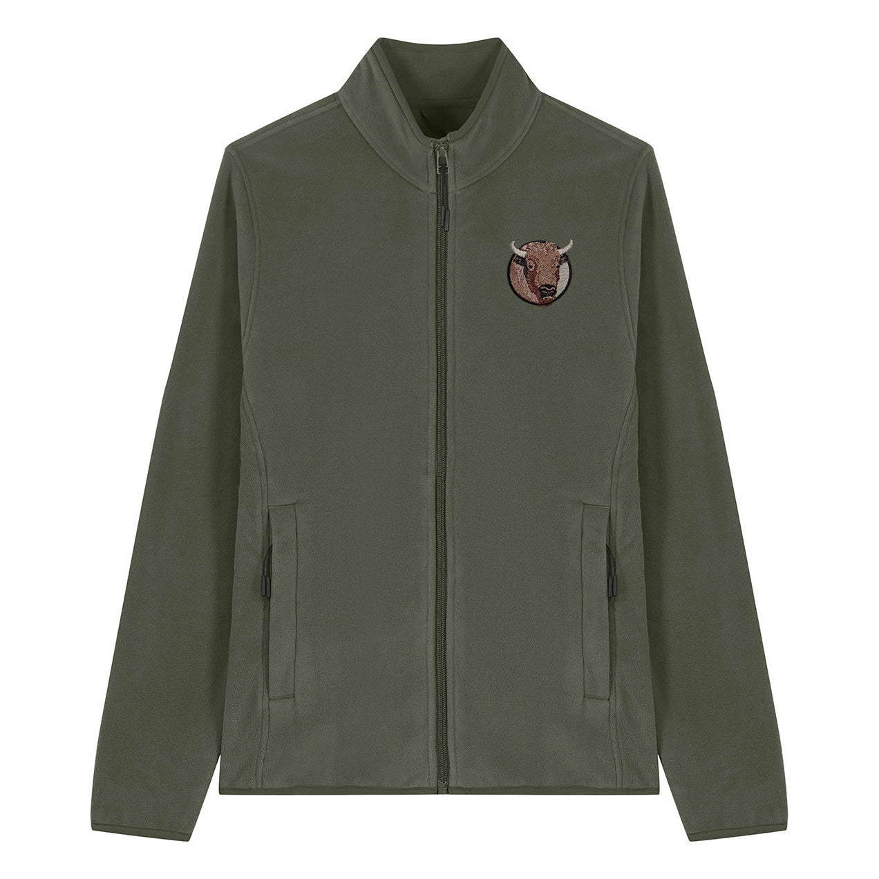 Bison Portrait Embroidered Women's Fleece Jacket