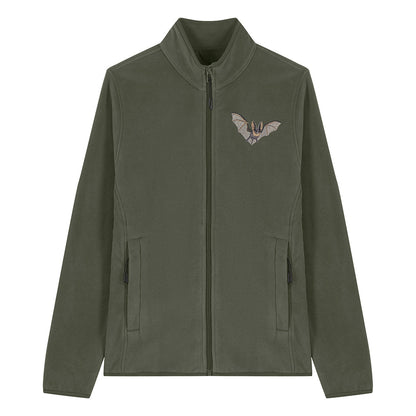 Grey Long-Eared Bat Embroidered Women's Fleece Jacket