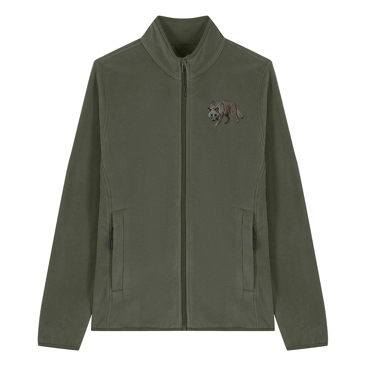 Grey Wolf Embroidered Women's Fleece Jacket