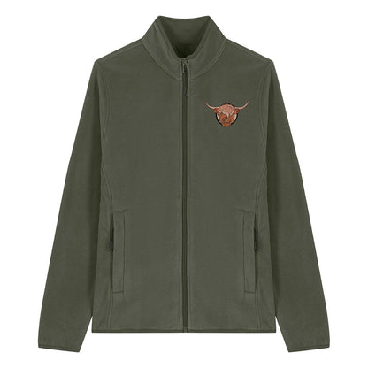 Highland Cow Embroidered Women's Fleece Jacket