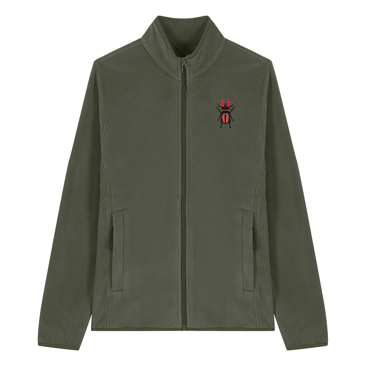 Stag Beetle Embroidered Women's Fleece Jacket