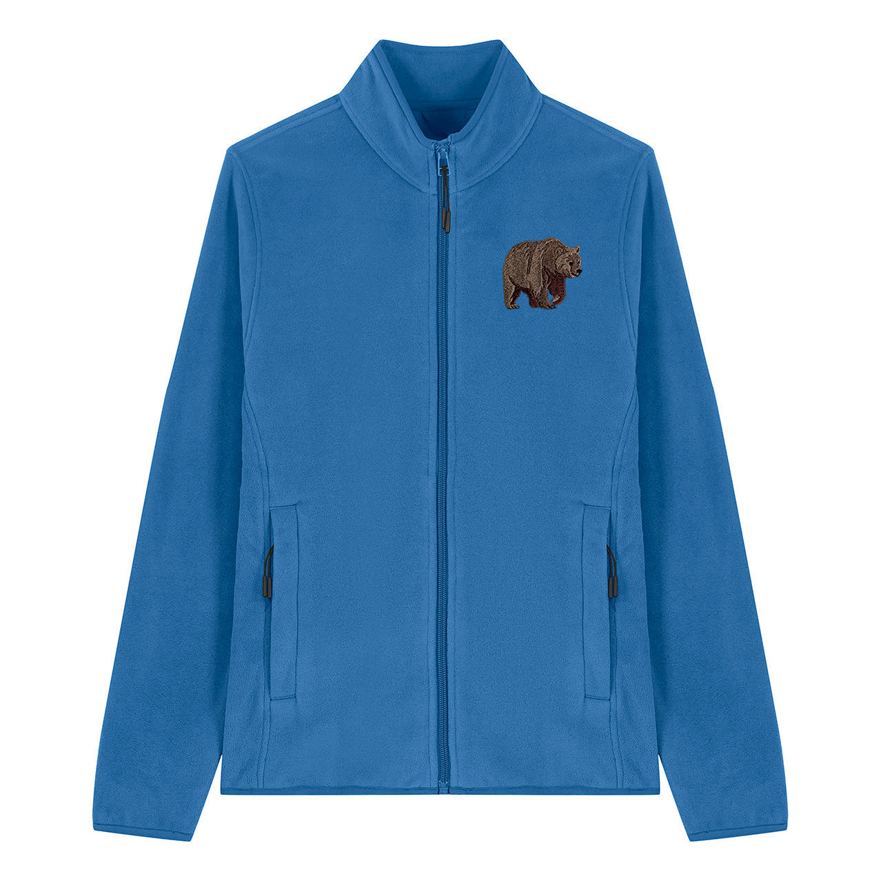Brown Bear Embroidered Women's Fleece Jacket