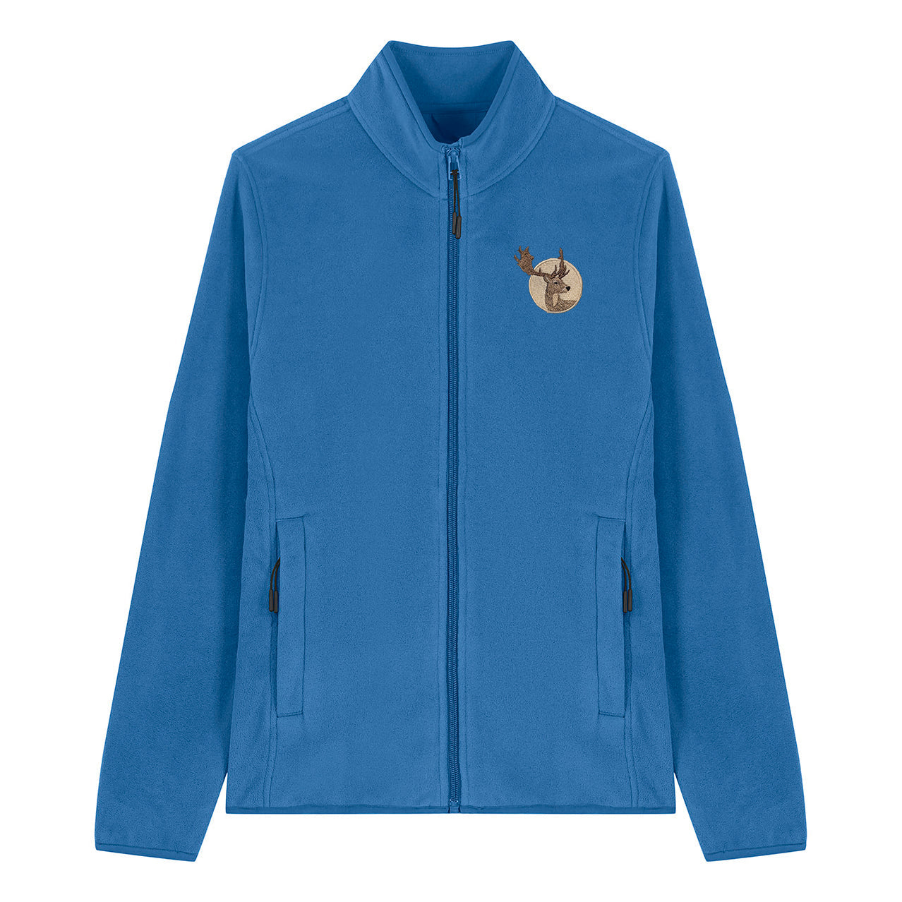 Fallow Deer Portrait Embroidered Women's Fleece Jacket