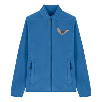 Grey Long-Eared Bat Embroidered Women's Fleece Jacket