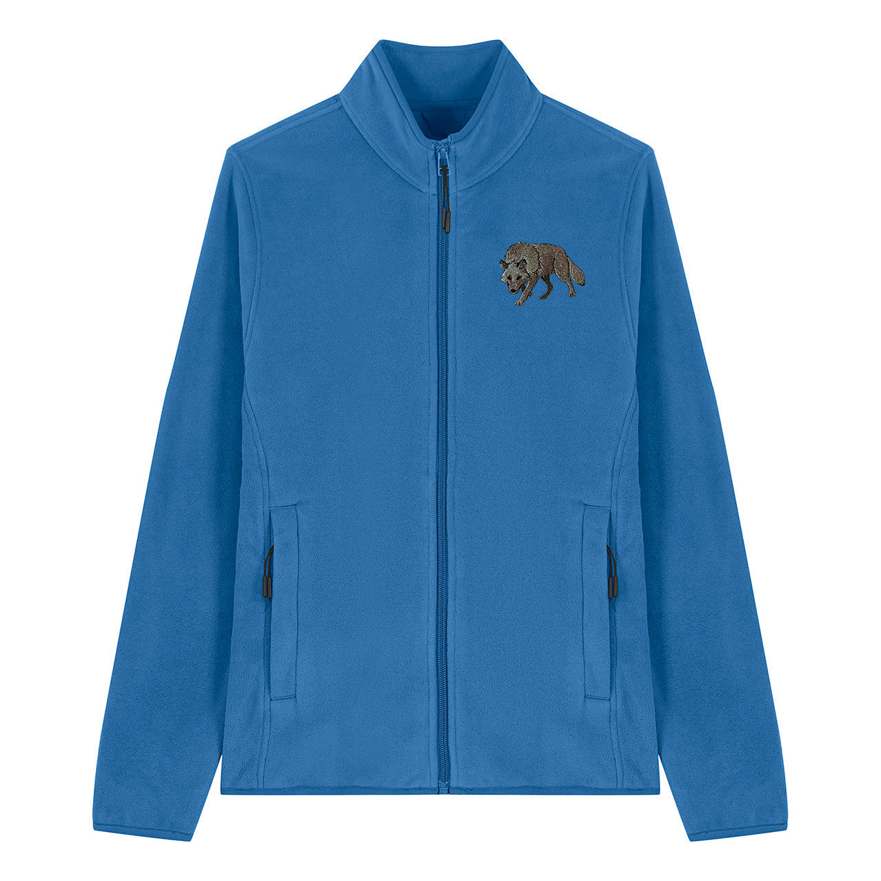 Grey Wolf Embroidered Women's Fleece Jacket