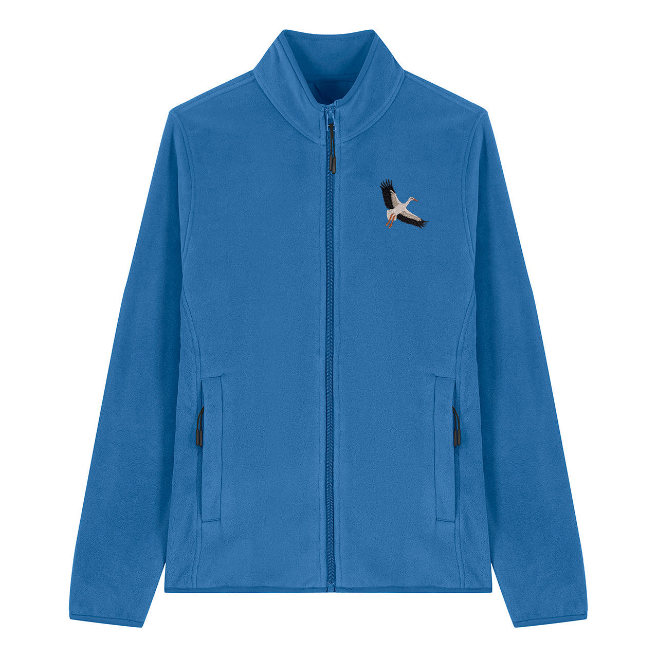 White Stork Flight Embroidered Women's Fleece Jacket