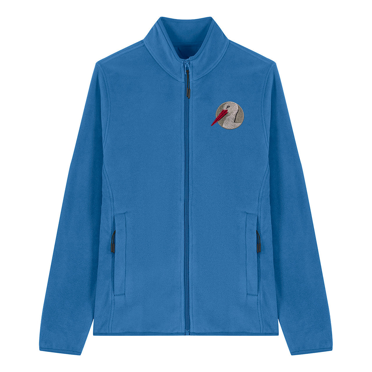 White Stork Portrait Embroidered Women's Fleece Jacket