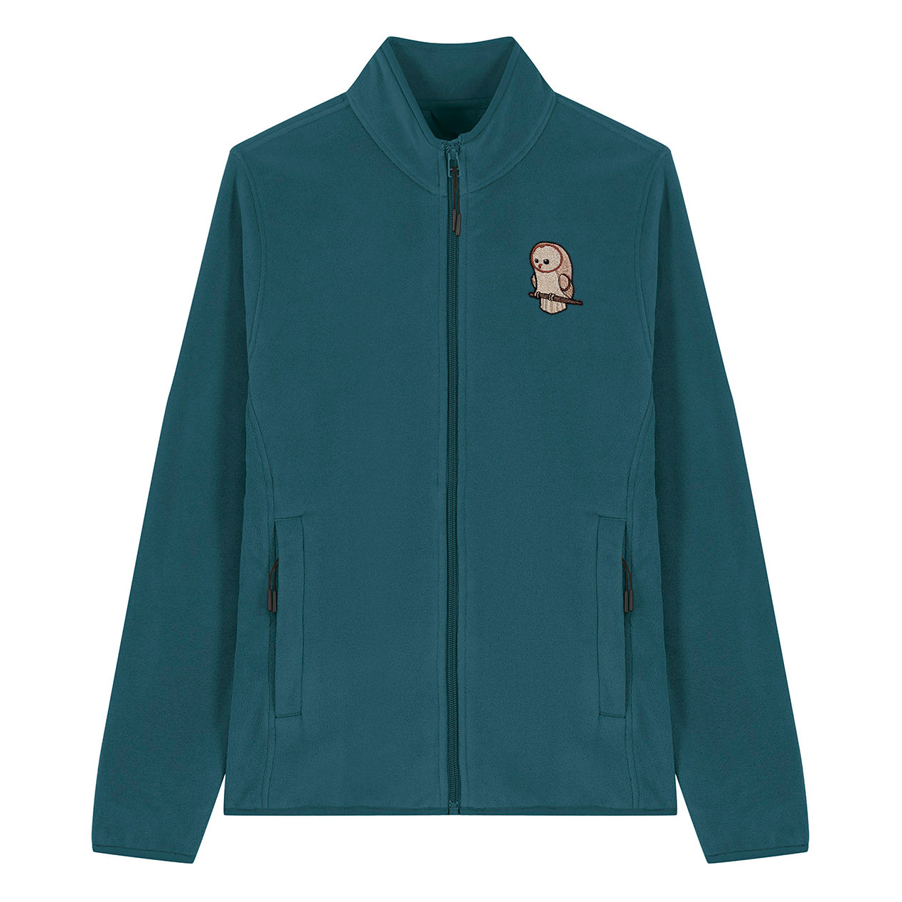 Barn Owl Cute Embroidered Women's Fleece Jacket