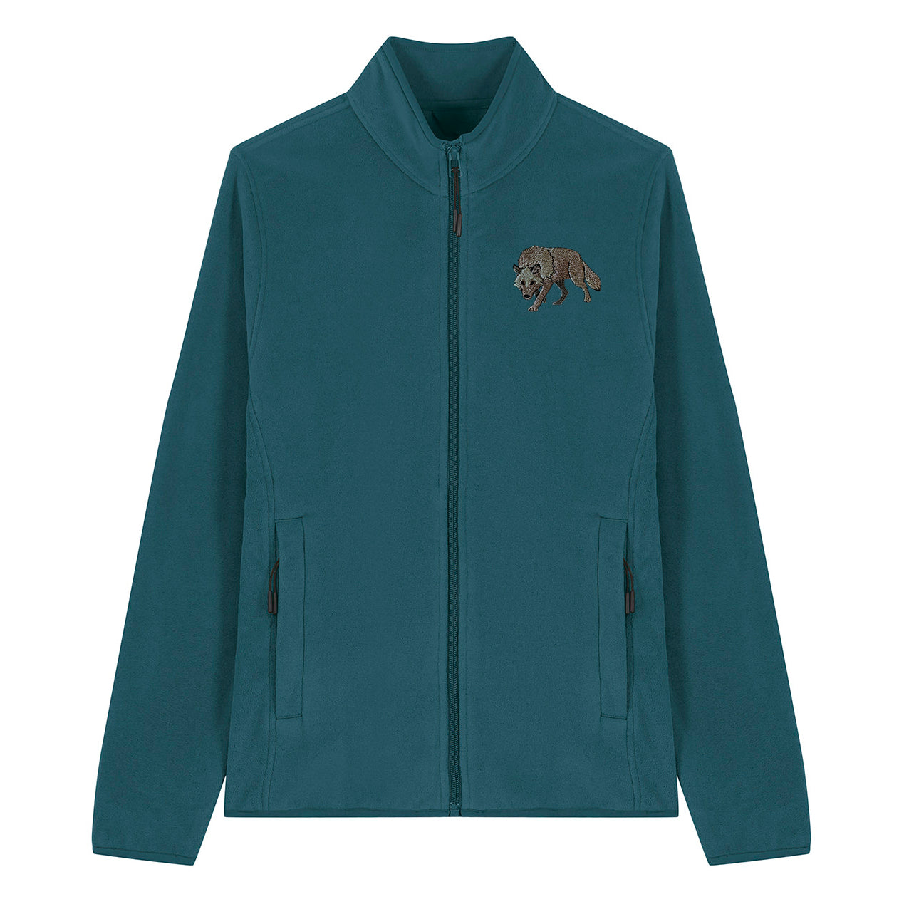 Grey Wolf Embroidered Women's Fleece Jacket