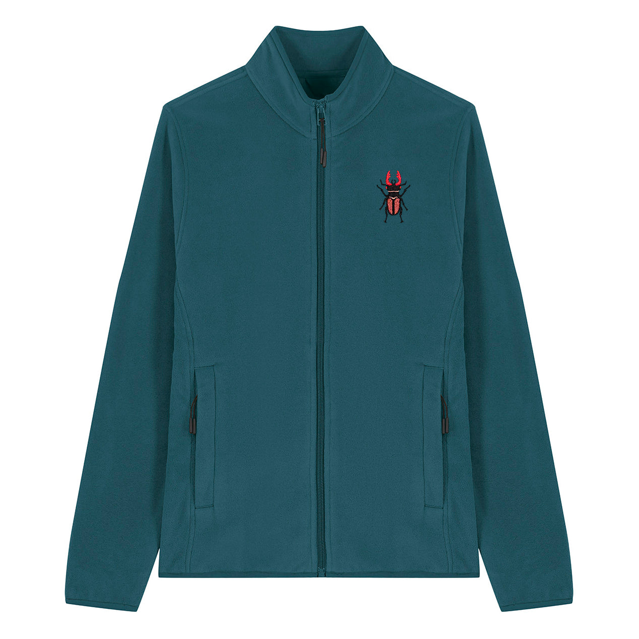 Stag Beetle Embroidered Women's Fleece Jacket