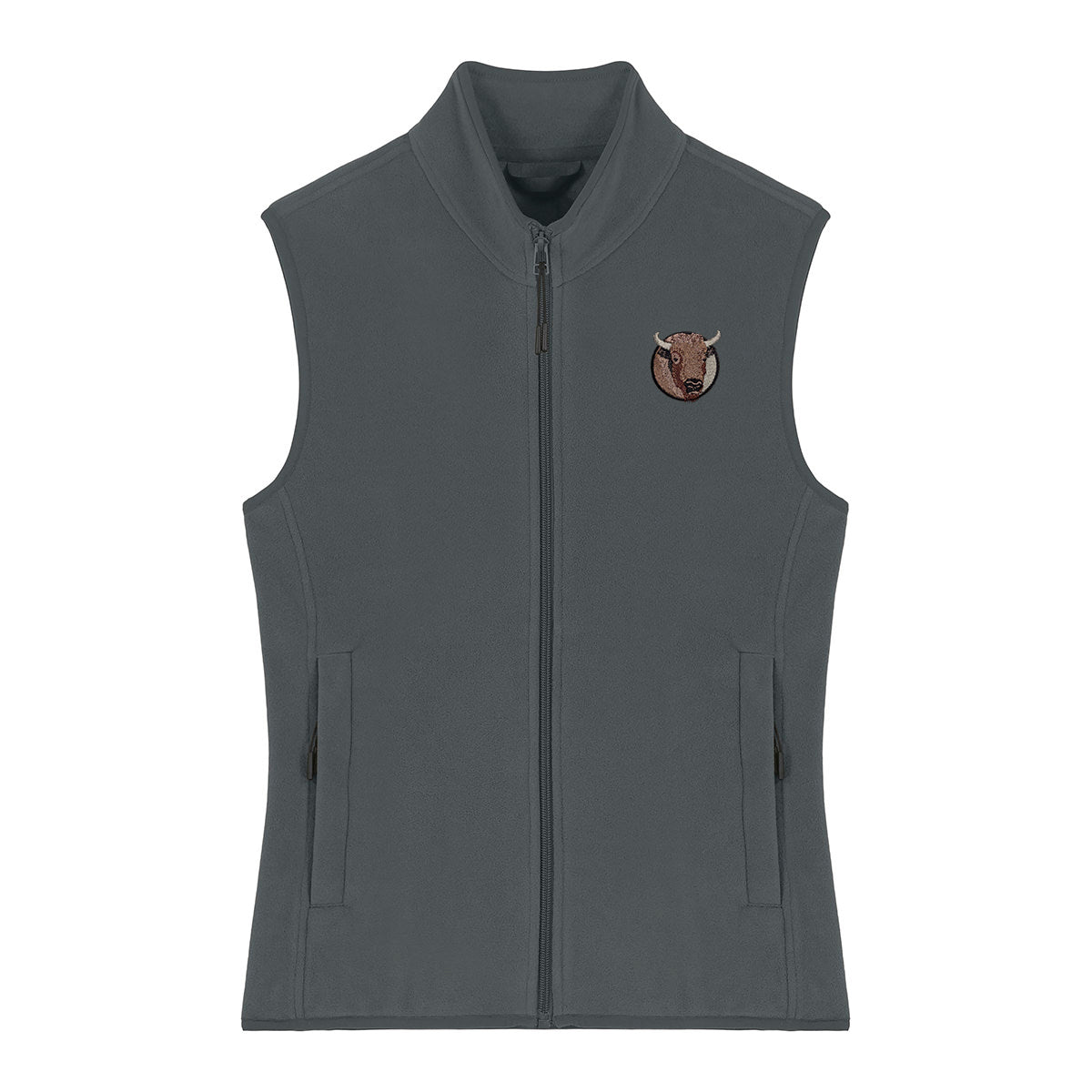 Bison Portrait Embroidered Women's Fleece Gilet Bodywarmer
