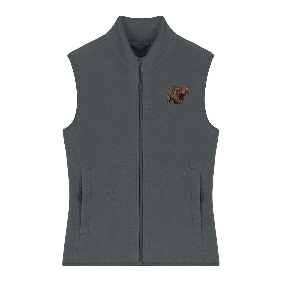 Brown Bear Embroidered Women's Fleece Gilet Bodywarmer