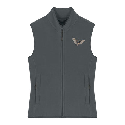 Grey Long-Eared Bat Embroidered Women's Fleece Gilet Bodywarmer