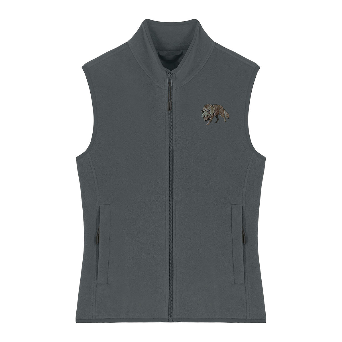 Grey Wolf Embroidered Women's Fleece Gilet Bodywarmer