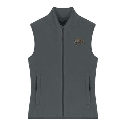 Grey Wolf Embroidered Women's Fleece Gilet Bodywarmer