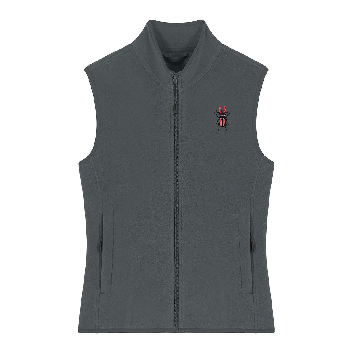 Stag Beetle Embroidered Women's Fleece Gilet Bodywarmer