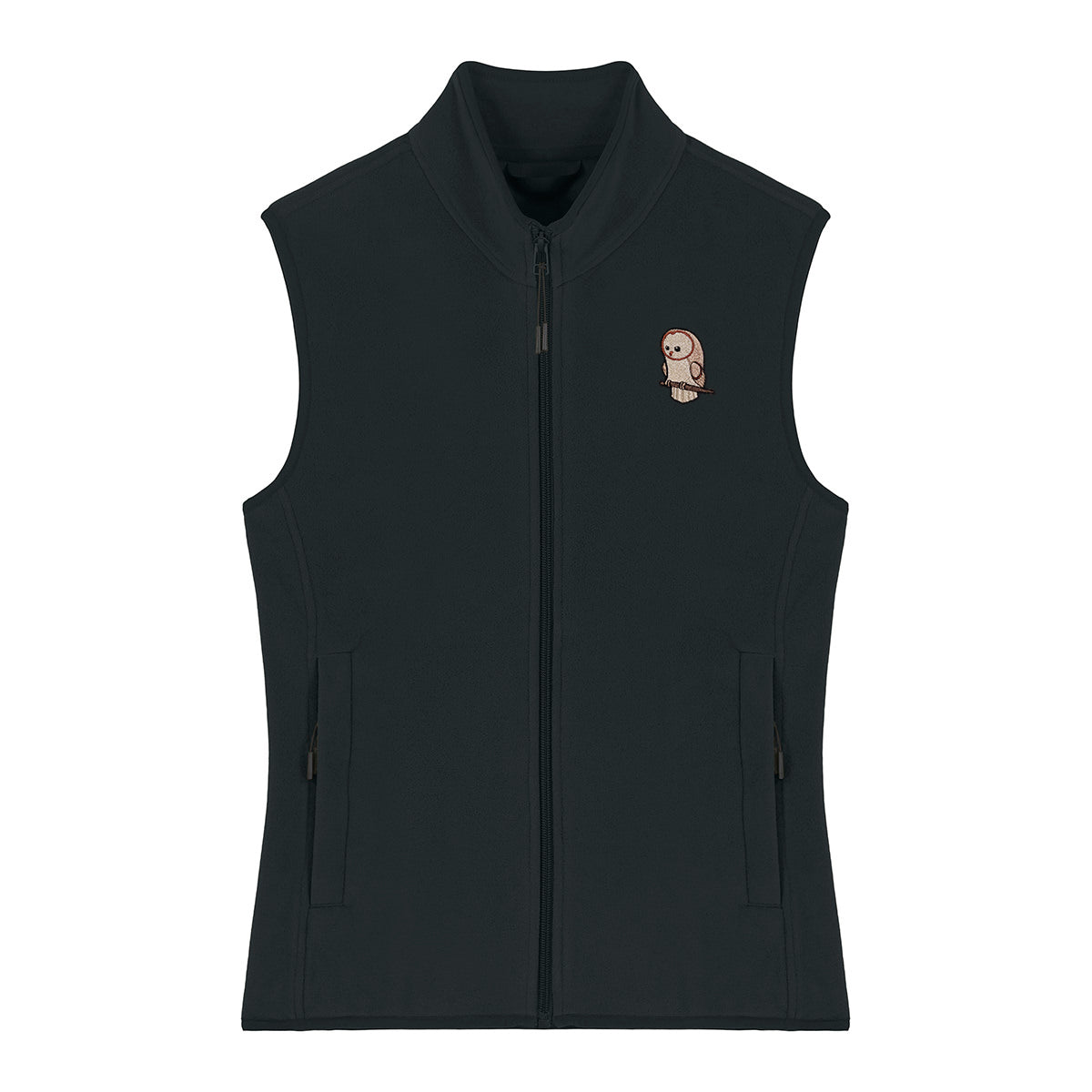 Barn Owl Cute Embroidered Women's Fleece Gilet Bodywarmer