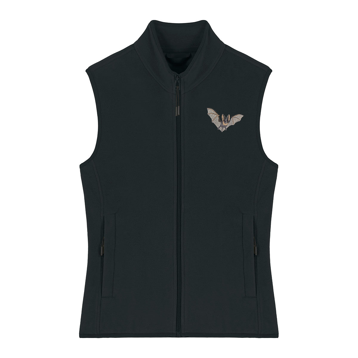Grey Long-Eared Bat Embroidered Women's Fleece Gilet Bodywarmer