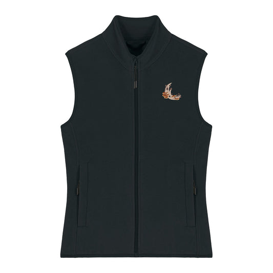 Mushroom Moon Crescent Embroidered Women's Fleece Gilet Bodywarmer