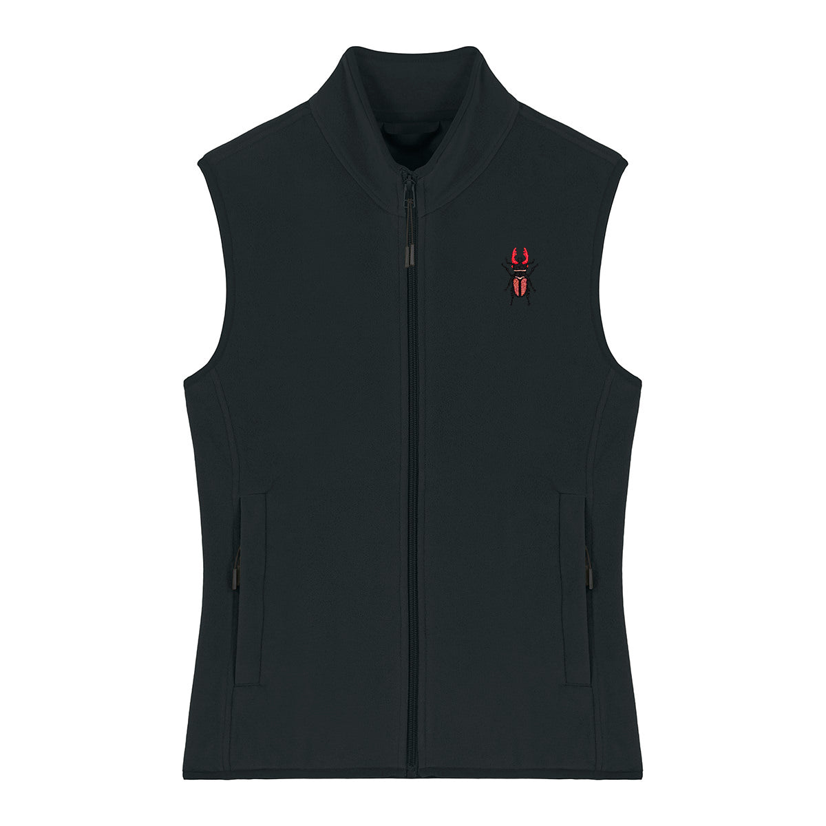 Stag Beetle Embroidered Women's Fleece Gilet Bodywarmer
