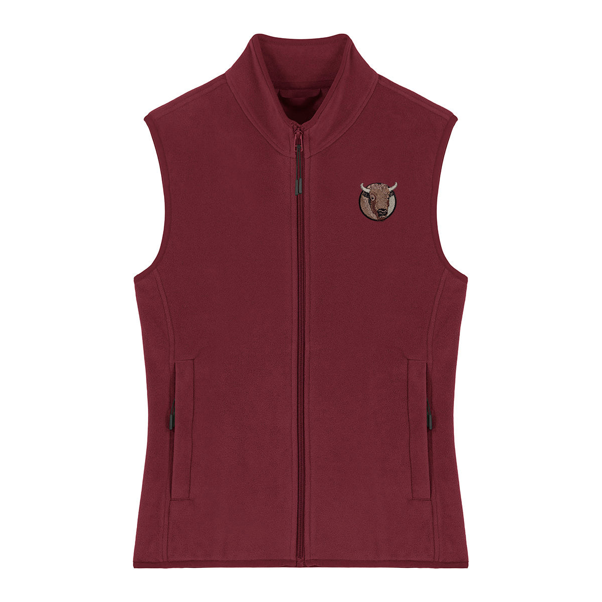 Bison Portrait Embroidered Women's Fleece Gilet Bodywarmer