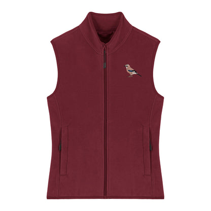 Eurasian Jay Embroidered Women's Fleece Gilet Bodywarmer