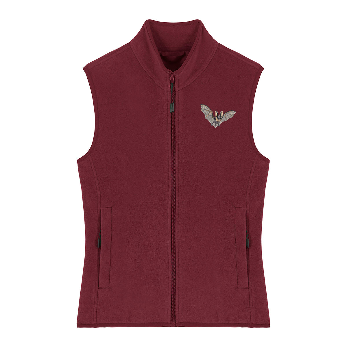 Grey Long-Eared Bat Embroidered Women's Fleece Gilet Bodywarmer