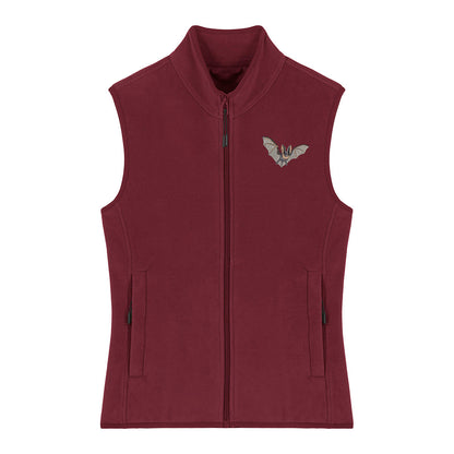 Grey Long-Eared Bat Embroidered Women's Fleece Gilet Bodywarmer