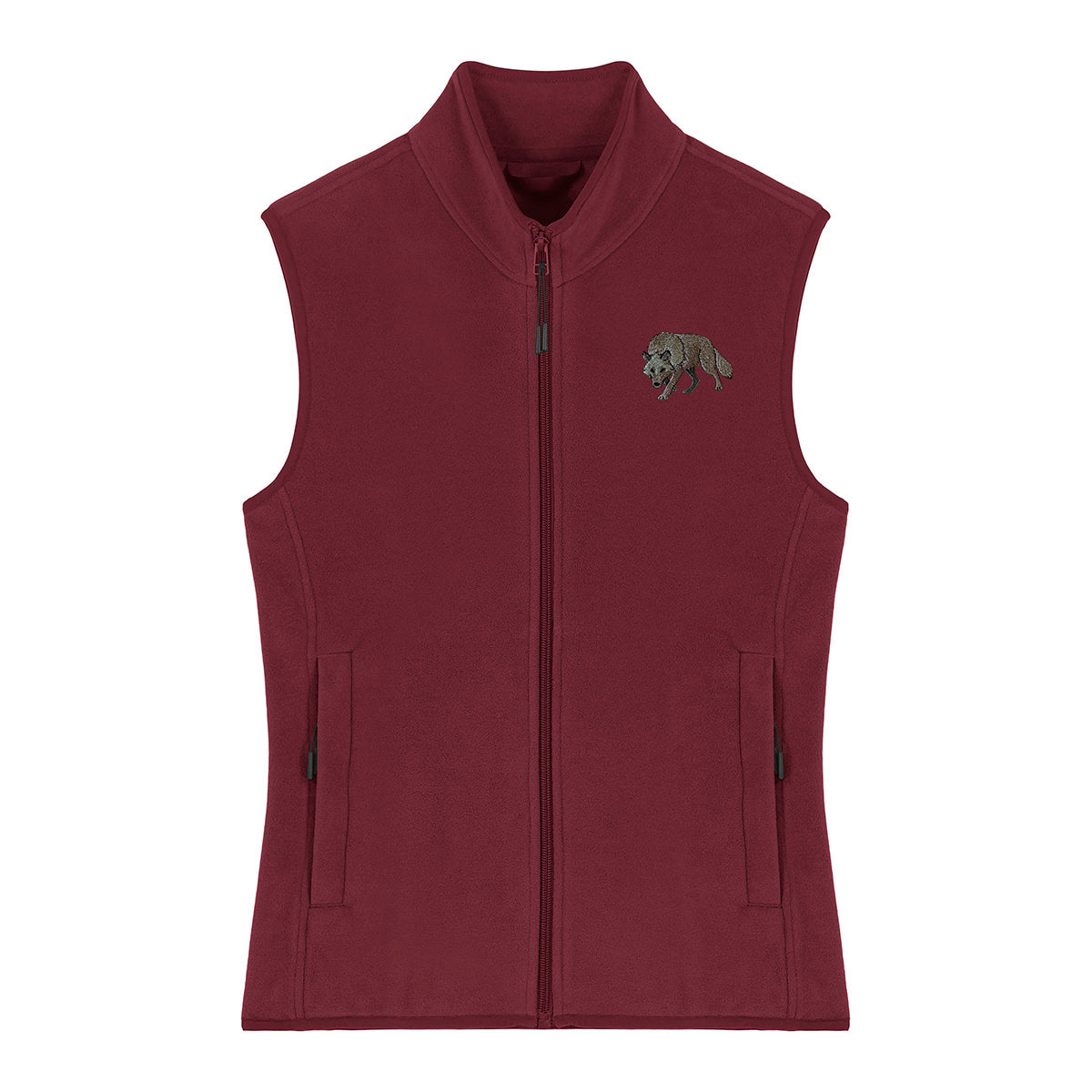Grey Wolf Embroidered Women's Fleece Gilet Bodywarmer