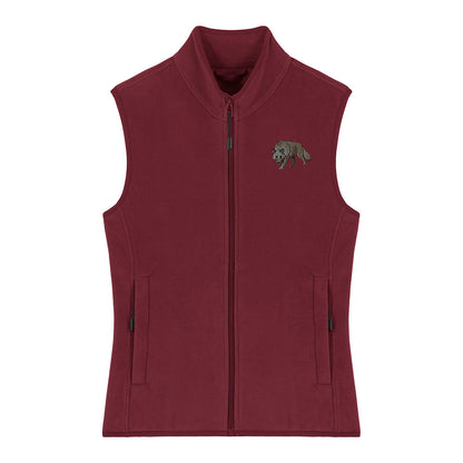 Grey Wolf Embroidered Women's Fleece Gilet Bodywarmer