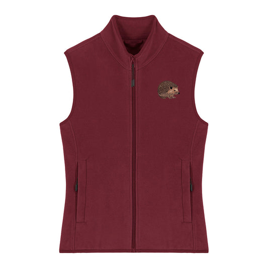 Hedgehog Embroidered Women's Fleece Gilet Bodywarmer