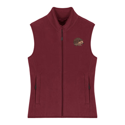 Hedgehog Embroidered Women's Fleece Gilet Bodywarmer