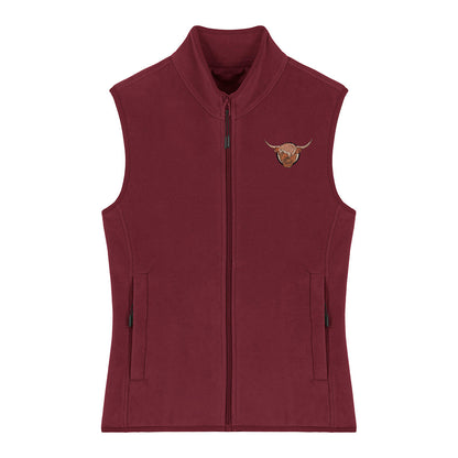 Highland Cow Embroidered Women's Fleece Gilet Bodywarmer