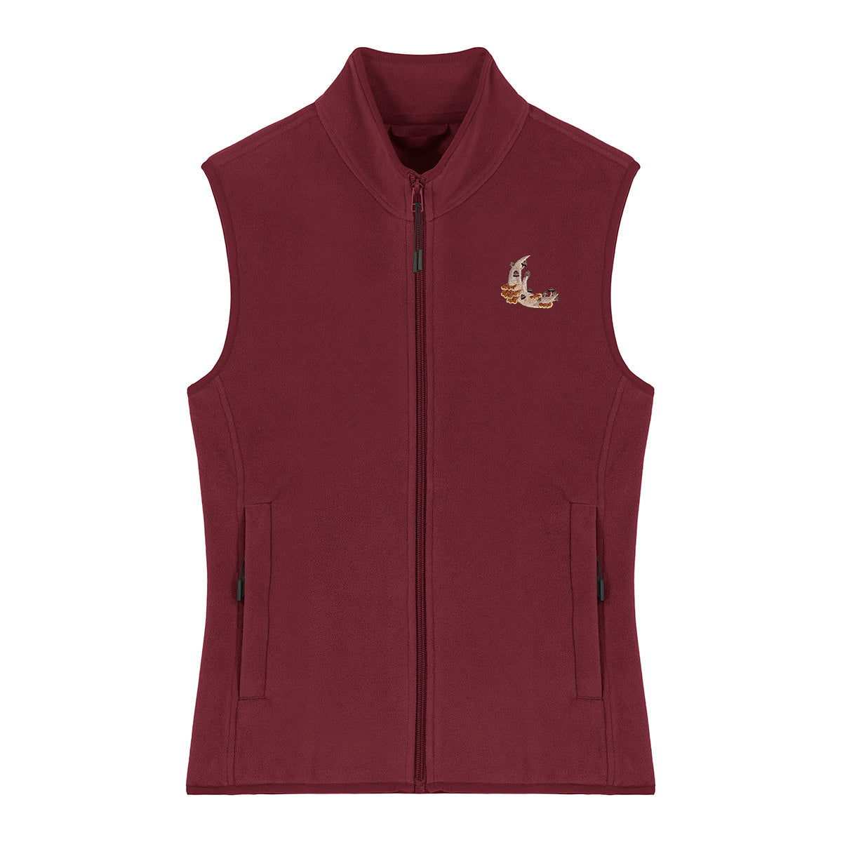 Mushroom Moon Crescent Embroidered Women's Fleece Gilet Bodywarmer