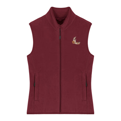 Mushroom Moon Crescent Embroidered Women's Fleece Gilet Bodywarmer