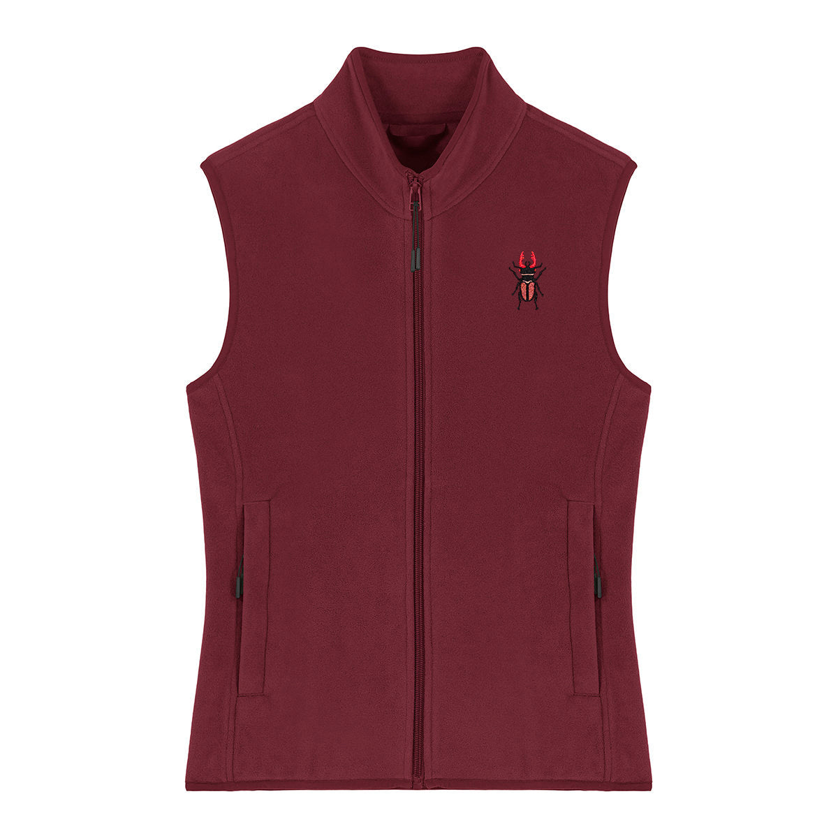 Stag Beetle Embroidered Women's Fleece Gilet Bodywarmer