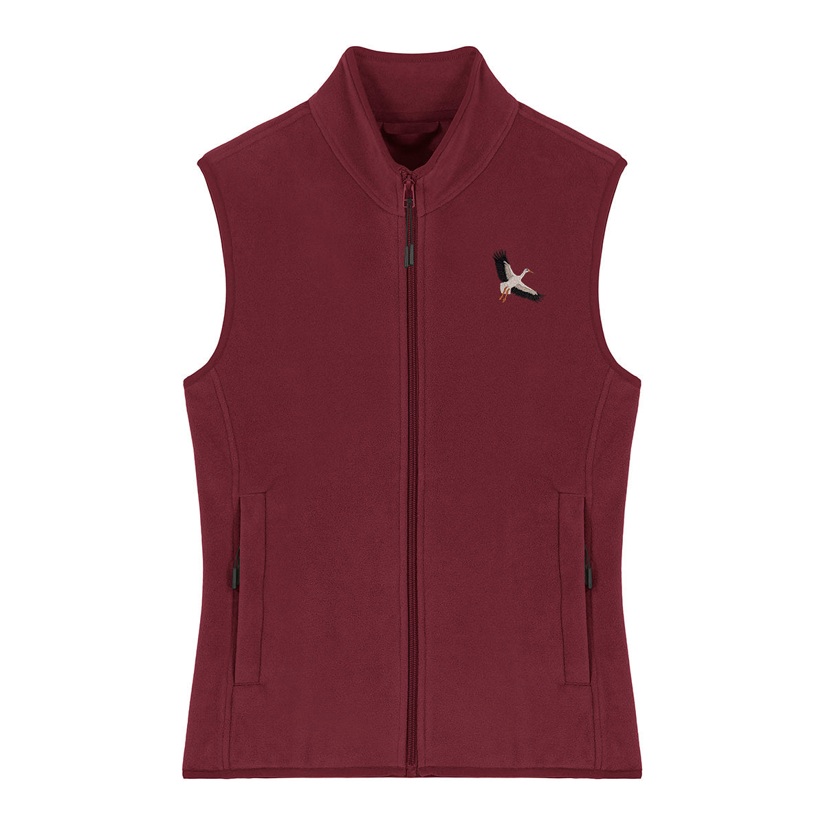 White Stork Flight Embroidered Women's Fleece Gilet Bodywarmer