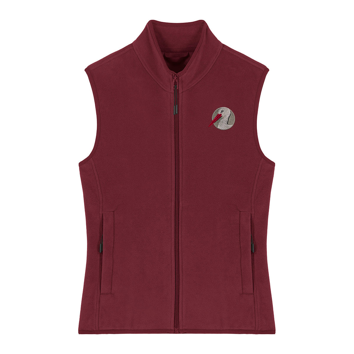 White Stork Portrait Embroidered Women's Fleece Gilet Bodywarmer