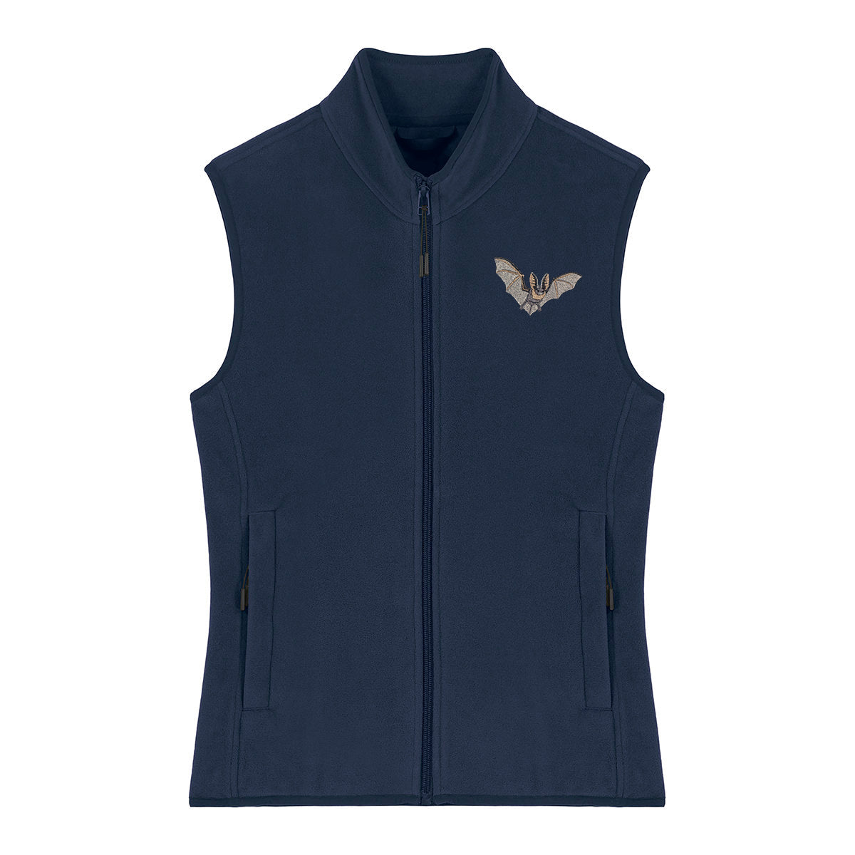 Grey Long-Eared Bat Embroidered Women's Fleece Gilet Bodywarmer
