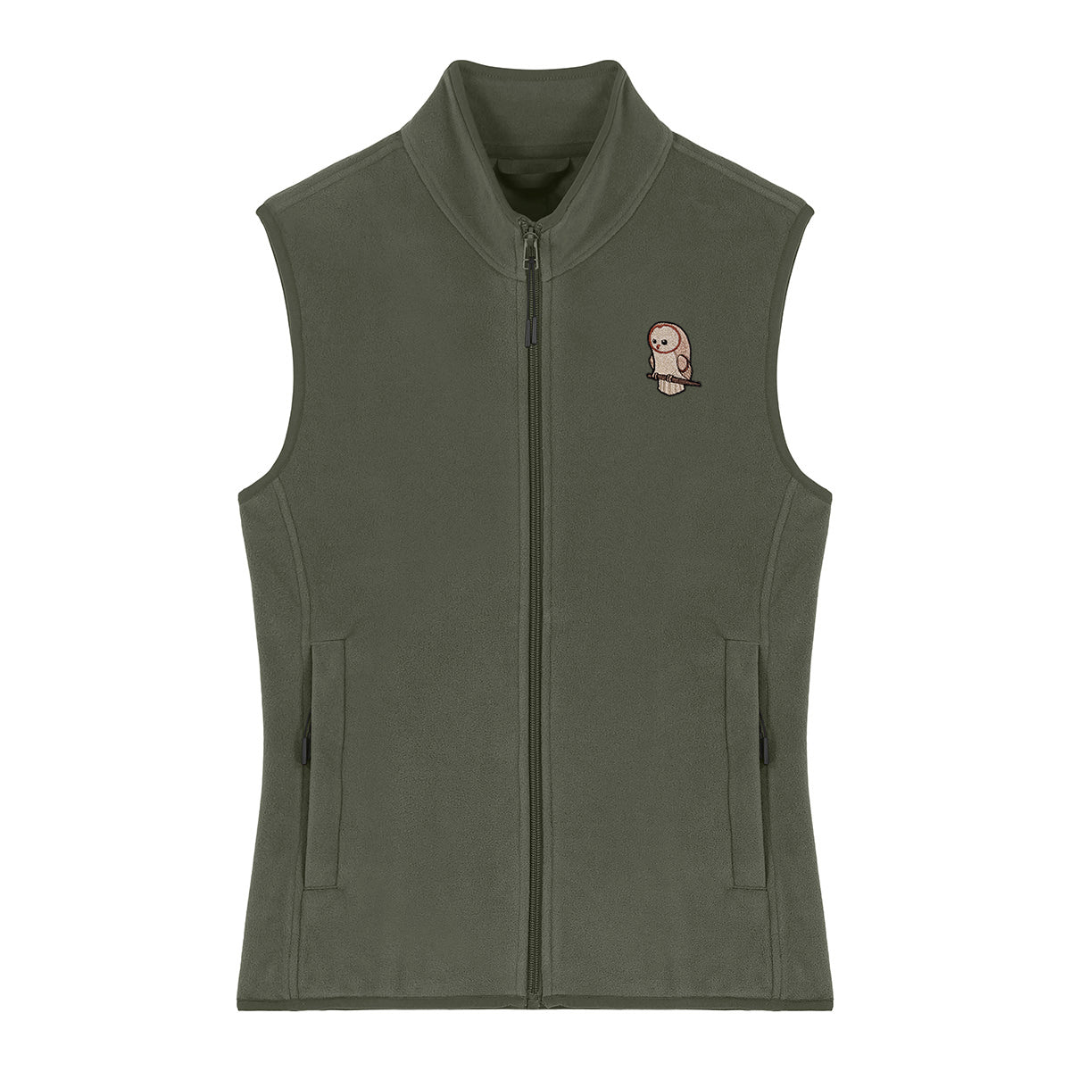 Barn Owl Cute Embroidered Women's Fleece Gilet Bodywarmer