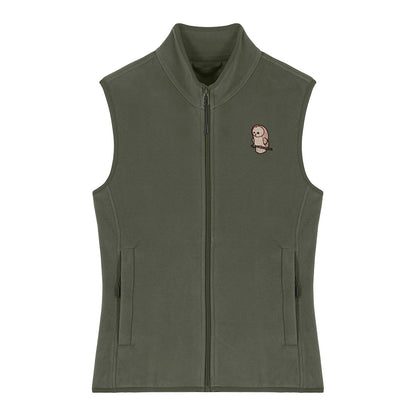 Barn Owl Cute Embroidered Women's Fleece Gilet Bodywarmer