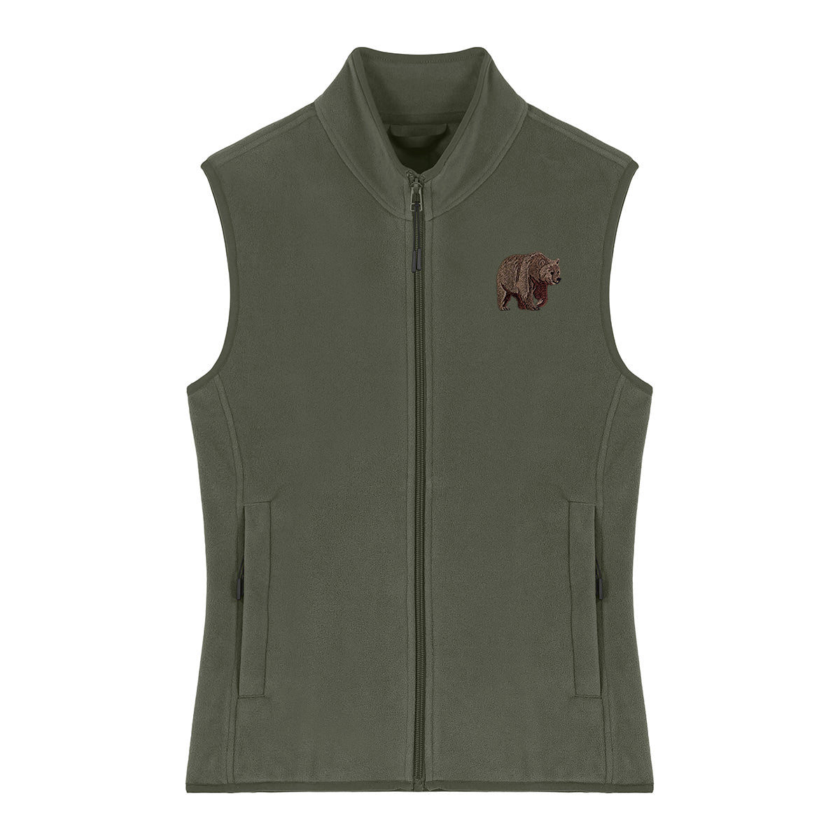 Brown Bear Embroidered Women's Fleece Gilet Bodywarmer