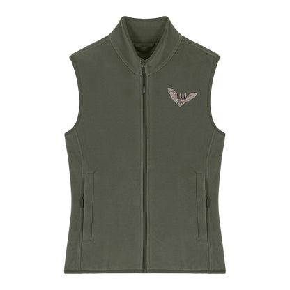 Grey Long-Eared Bat Embroidered Women's Fleece Gilet Bodywarmer