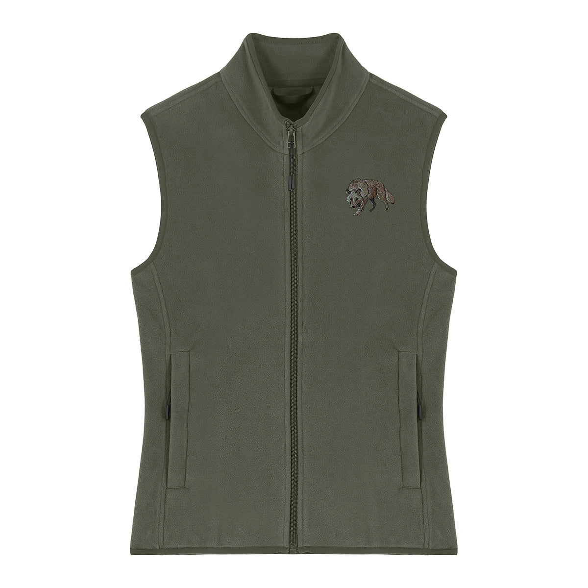 Grey Wolf Embroidered Women's Fleece Gilet Bodywarmer