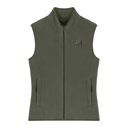 Grey Wolf Embroidered Women's Fleece Gilet Bodywarmer