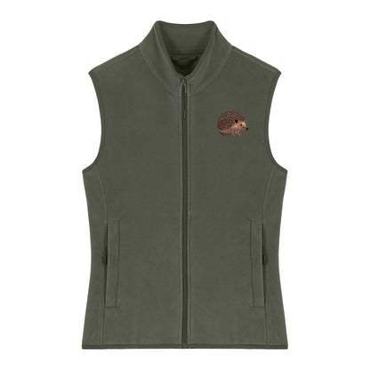 Hedgehog Embroidered Women's Fleece Gilet Bodywarmer