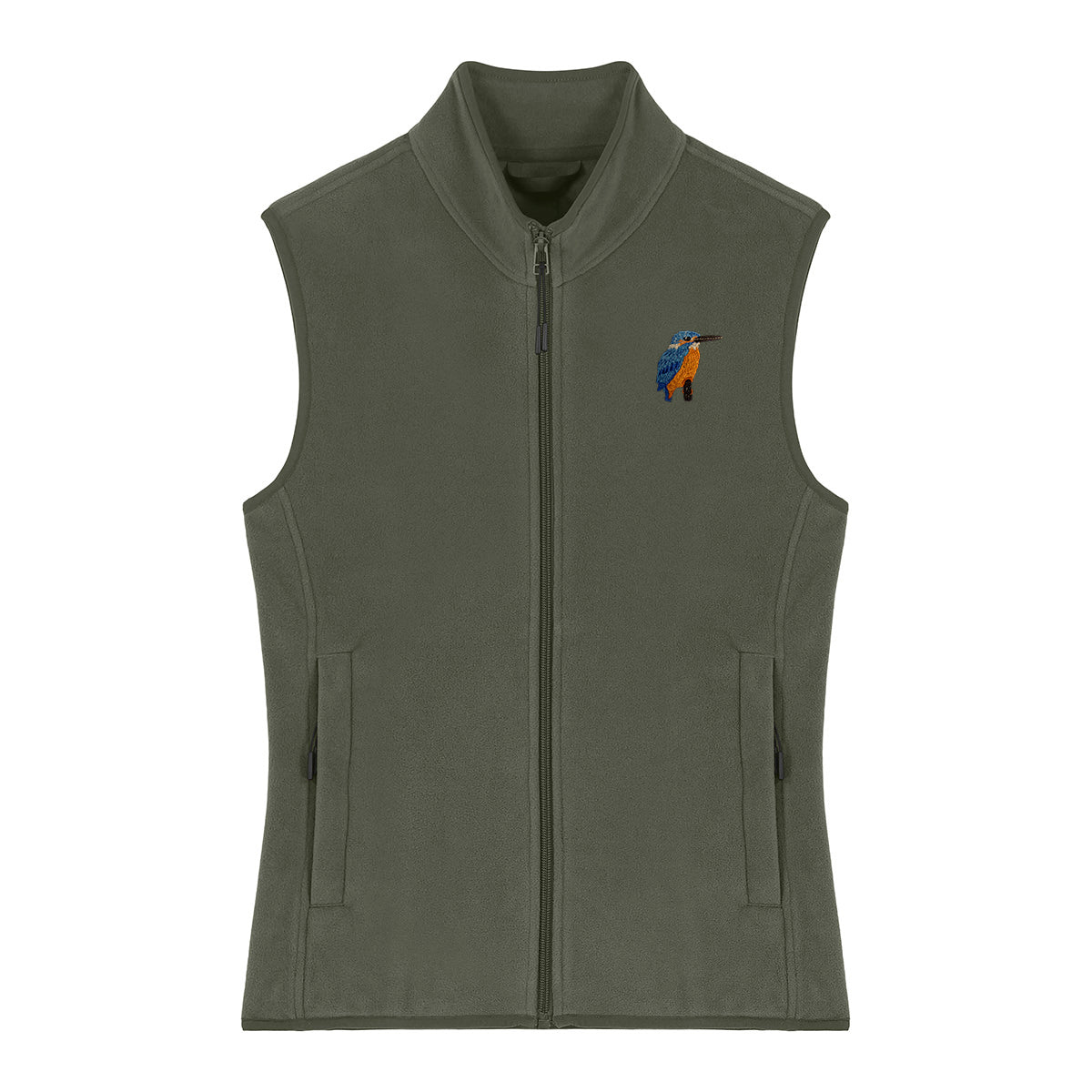 Kingfisher Embroidered Women's Fleece Gilet Bodywarmer
